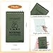 6 Pcs Waterproof Notepad, Set with 3 Waterproof Notebook, 1 Canvas Organizer and 2 All Weather Pen for Field Trip Record, Outdoor Activity Record(Green)