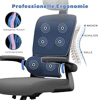 naspaluro Bürostuhl, Ergonomischer Schreibtischstuhl mit Verstellbarer Kopfstütze, Armlehnen, Dynamischer Lordosenstütze, Drehstuhl mit Atmungsaktivem Netzbezug für das Home Office,Dunkelgrau – Ansicht 3