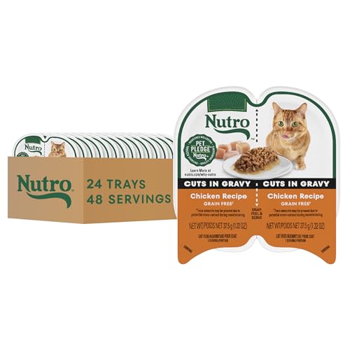 Nutro Perfect Portions Wet Cat Food Cuts in Gravy Chicken Recipe, 2.64 oz Twin-Pack Trays (24 Count, Pack of 1)