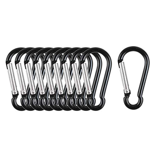 OMUKY D-Anneau Mousqueton Boucle Multifonctionnel De Plein Air des Sports Mousqueton Clip Carabiner Aluminium(10PCS-Noir) Cover