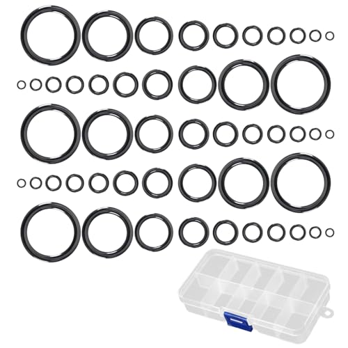 JINXIAN 50 Piezas Kit de Reparación de Caña de Pescar 10 Tamaños 3,8mm-29,8mm Anillo de Guía de Cerámica Reparación de Guías de Caña de Pescar para Cañas de Pescar Anillas Negro