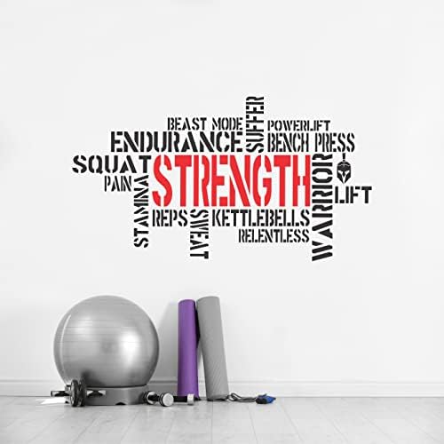 Wallency Motivational Wall Decal - Gym Wall Decal - Inspirational Quote Wall Art Vinyl Decal - Removable Vinyl Sticker - Black/Red - Made in the USA