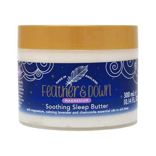 Feather & Down Wohltuende Magnesium-Schlafbutter (300ml) – mit Magnesium sowie beruhigendem ätherischen Lavendel- und Kamillenöl, um das Einschlafen zu fördern. Ohne Tierversuche. Vegan.