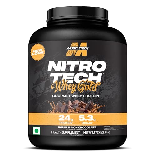 Image of MuscleTech Nitro-Tech Whey Gold Protein Powder | 24 g Protein & 5.4 g BCAAs Per Serving | Supports Lean Muscle & Faster Recovery | Double Rich Chocolate| 1.72 kg