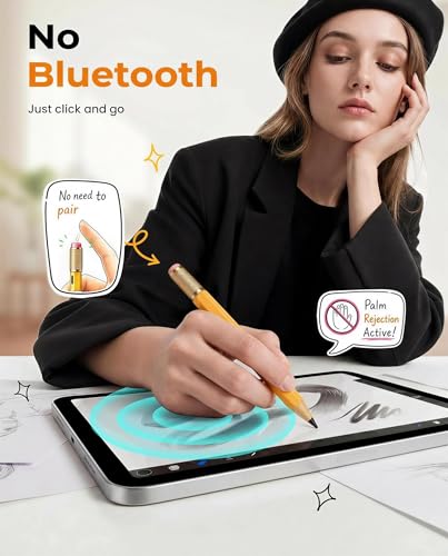 OMOTON Stylus Pen for iPad 2018-2026, SP02 Pencil with Fidget Spinner, Tilt Sensitivity & Palm Rejection, Long Battery for iPad Pro/Air/Mini，Unique Gift for Study, Work & Daily Use - Yellow — view 3