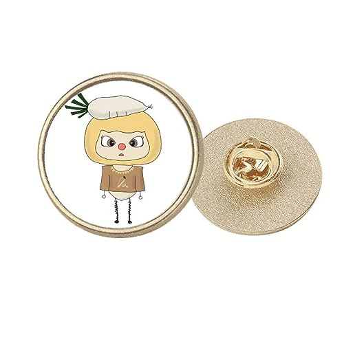 Broche ronde en métal doré radis blanc UU M pour accessoire de veste