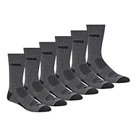 PUMA Men's Men's 6 Pack Crew Socks, Dark Gray, 10 13 US