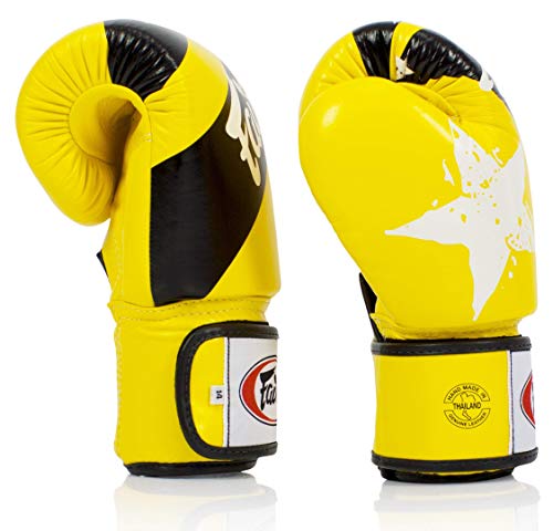 Image of Fairtex Boxing Kickboxing Muay Thai Style Sparring Gloves Training Punching Bag Mitts (8 oz, Yellow /Black)