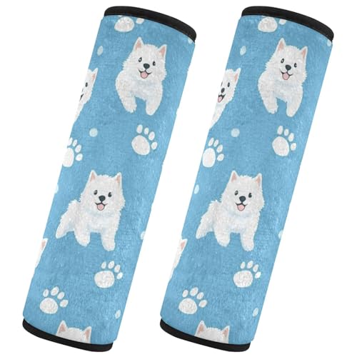 Seat Belt Covers 2 Pack Cute Samoyed Car Seat Strap Covers Super Soft Dogs Paws Car Seat Neck Cover for Boys Girls Adults Babies S