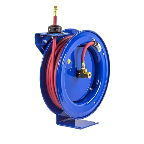 Coxreels P-LP-350 Retractable Air/Water Low-Pressure Hose Reel P Series 3/8 in x 50 in 300 PSI - Easy-to-Use Compact Design- Heavy-Duty Steel Construction Made in The USA
