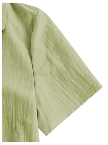 Image of Verdusa Boy's 2 Piece Sets Linen Set Going Out Summer Outfits Button Up Shirt and Pants Set Matching Sets