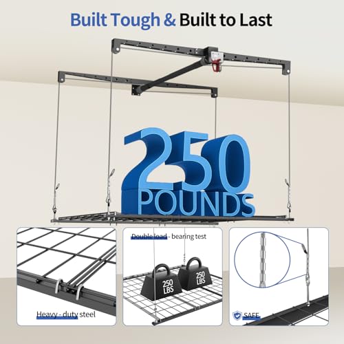 Overhead-Garage-Storage-Lift-Adjustable-Heavy-duty-4x4-Ft-Ceiling-Racks-with-Safety-Lock-Ideal-for-Storage-Lifting-Organization-System-250lbs-Capacity