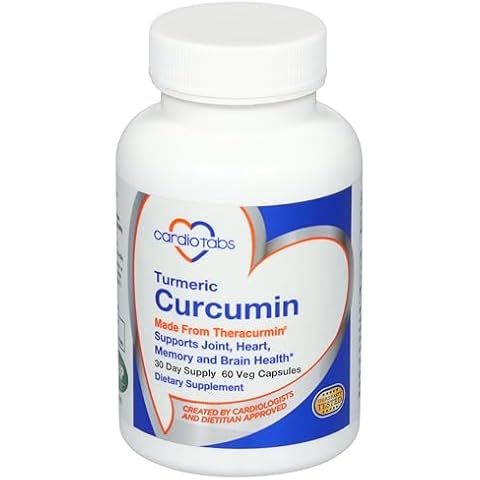 CardioTabs Turmeric Curcumin - Joint, Heart, Memory & Brain Supplement with 600 mg Theracurmin, Highly Absorbable Curcumin Supplements, 60 Vegetarian Curcumin and Turmeric Capsules, 30-Day Supply Cover