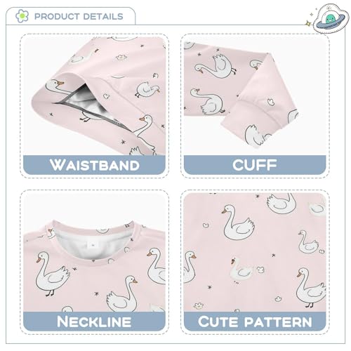 JUNZAN Cute Swan Goose Pink Little Kids Sweatshirts Hoodies Fleece Fall Tops Shirts Athletic 4T3