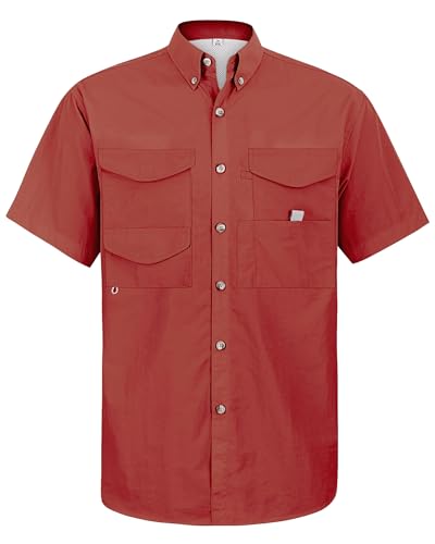 Image of Alimens & Gentle Short Sleeve Fishing Shirt Wicking Fabric Sun Protection Casual Button Down Shirts