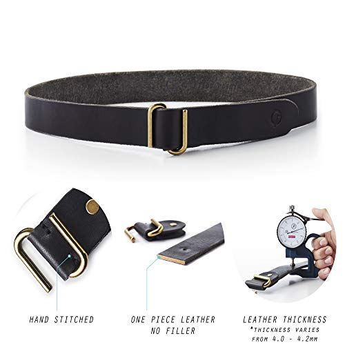 CP Slider Belt - Full Grain Leather Belts For Men - Black Leather Belt With Brass Buckle4