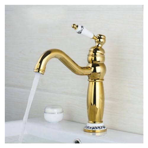 Grifo de baño oro pulido exclusivo montado en cubierta con monomando