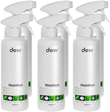 DEW Disinfect 500ml - Electrolysed Water - 100% Hypoallergenic, Non-Irritant, Pack of Six 6