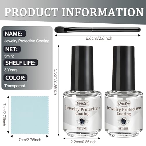 OverZyn Jewelry Protective Coating, Jewelry Shield, Transparent and Quick-Drying, Enhances The Shine of Jewelry and Protects it from Wear and Oxidation, 5ml*2 - Thumbnail 7