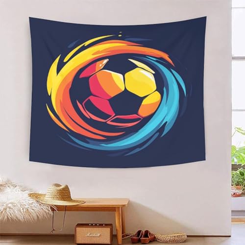Tapisserie effet 3d football tissu déco chambre pour ados passionnés