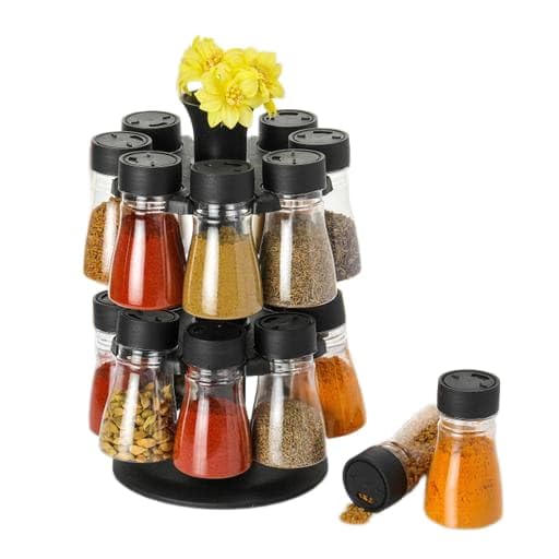 Unbreakable Plastic Spice Rack Set with 16 Containers, Rotating Kitchen Masala Stand-image-30