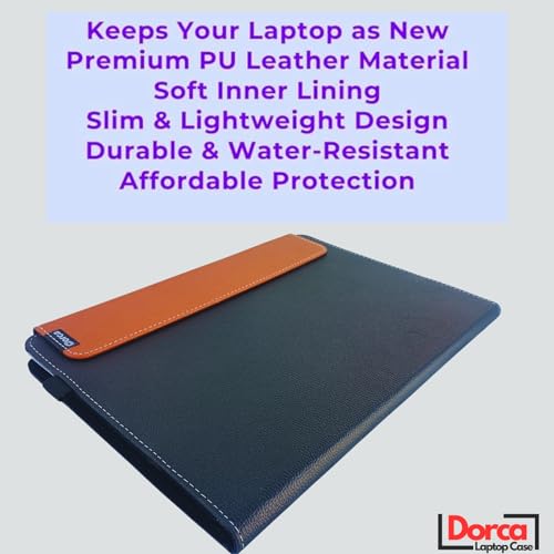 Image of Dorca Laptop Case for New Dell 15 dc15250 15.6 inch, Premium PU Leather Sleeve, Corner Protection