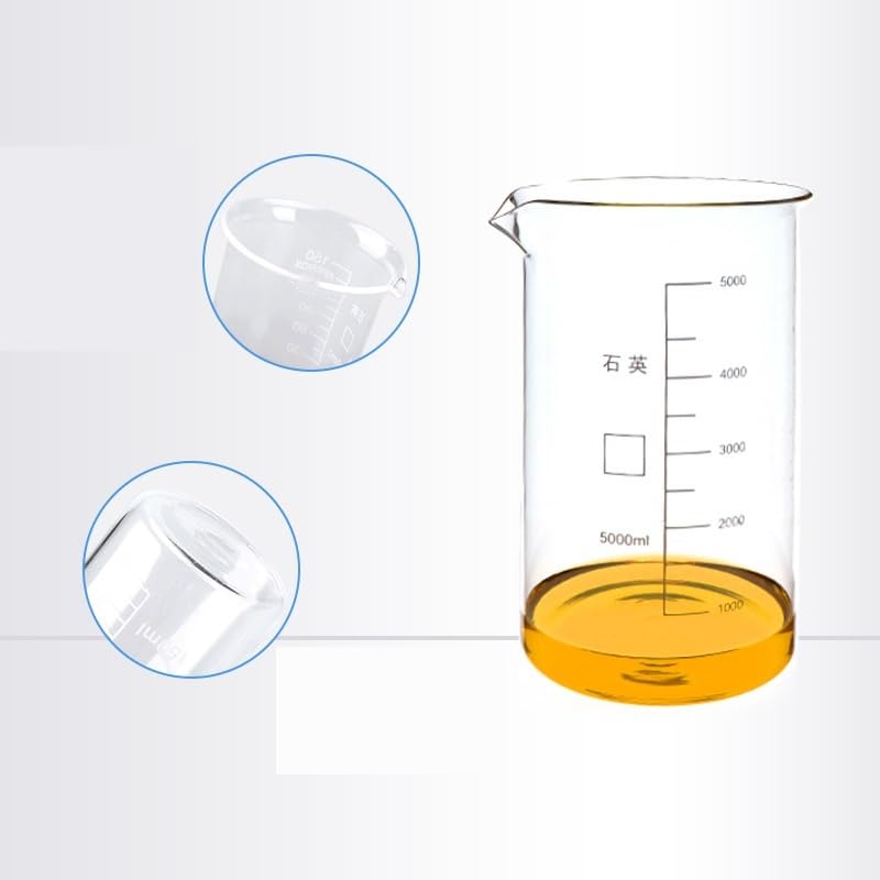 Szklana zlewka z podziałką, Zlewka laboratoryjna ze szkła kwarcowego, skalowana, przezroczysta, 1100°C, 5-1000 ml(100ml)
