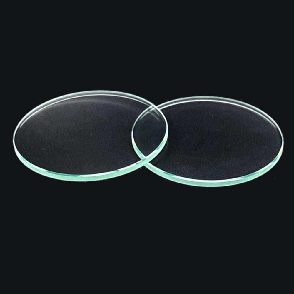 LLMWFA 2pcs Flat Glass Lens 20 23 42 47 55 58 60 63.5 65 74 75MM, Round Optical 2mm Thick, Len for Flashlight(65mm x 2.5mm)