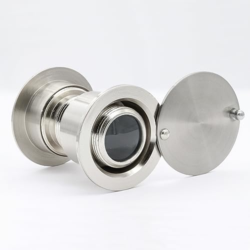 Image of Safety Security One Way Front Door Viewer with 220 Degree Angle, Heavy Duty Peephole made by Brass with Privacy Cover, Satin Nickel, Pack of 1