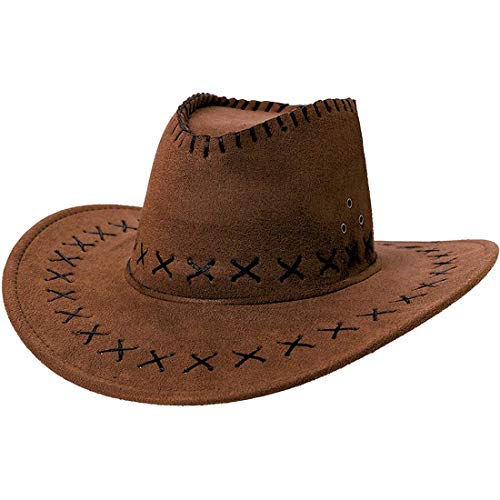 Kolva Suede Unisex Brown Cowboy Hat Summer Sunhat Cosplay Costume...