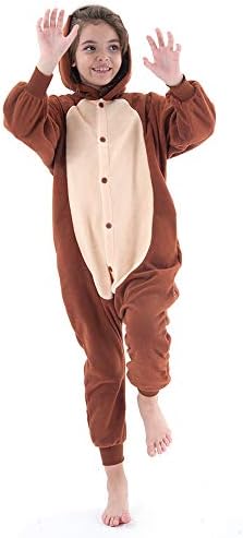 Beauty Shine Kids Onesies Unisex Child Animal Costume Halloween Cosplay Pajamas (Brown Monkey, 6 Years)