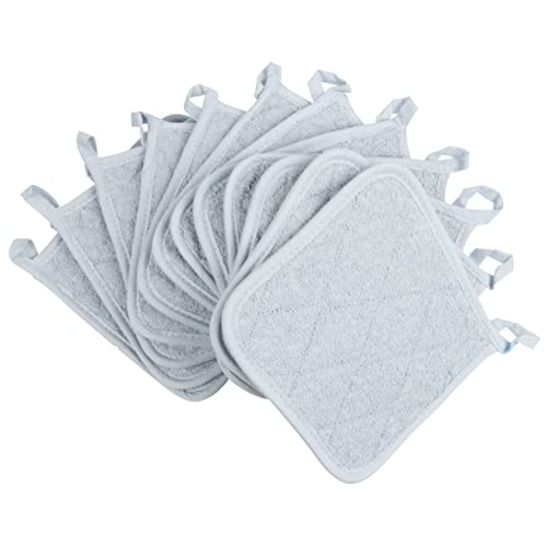 Arkwright Baumwolle Frottee Topflappen, 12 Stück Küche Hot Pad Set, Hitzebeständige Untersetzer Topflappen zum Kochen, Backen (Grau) Cover
