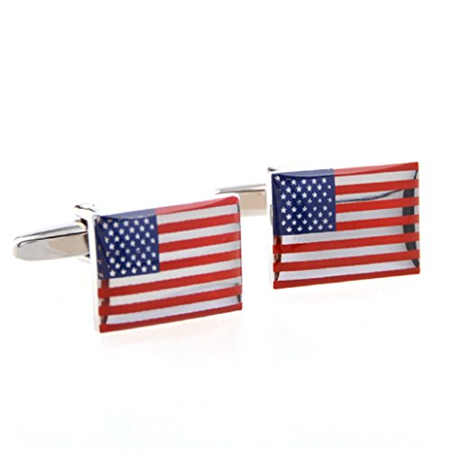 MRCUFF American Official Flag USA America Pair Cufflinks in a Presentation Gift Box & Polishing Cloth