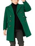 Haloumoning Boys Dress Coats Double Breasted Trench Coat Winter Pea Coat with Pockets 5-14 Years