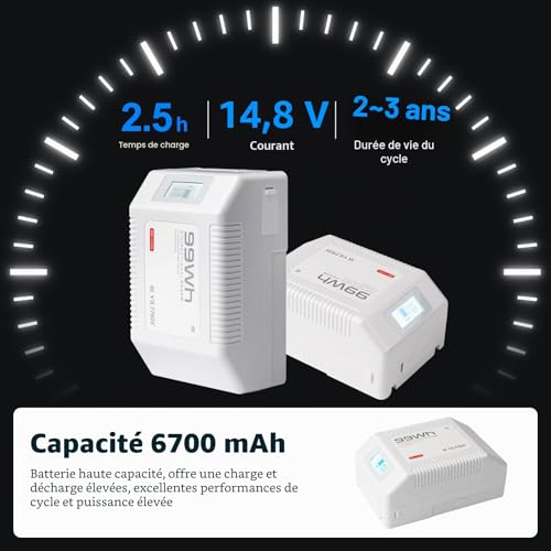 VILTROX V Mount,Mini V-Lock Battery avec écran LCD,Dual D-Tap&USB Output,99Wh/14.8V,Blanc Batterie Mini V Lock en Appareils Photo,Caméscopes,Lampes LED,Moniteurs,MacBooks et Smartphones (BP-V99) – vue 7