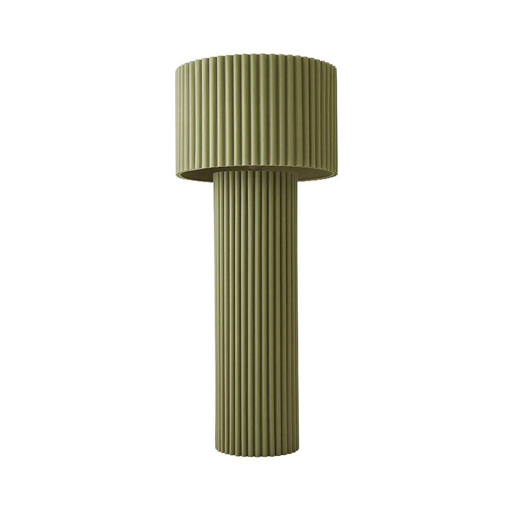 Valuelights Lenny Moss Green Drum Lamp Shade Ribbed Fabric Midi Led Floor Lamp