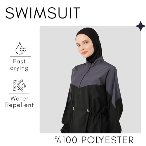 5 Piece Hijab Swimsuit for Women | Water Repellent Top, Leggings, Bonnet, Scarf and Bustier Burkini | Modest Clothing3