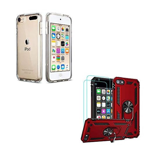 ULAK iPod Touch 7th Generation Case Clear & iPod Touch Case Heavy Duty Protection with Screen Protector Kickstand
