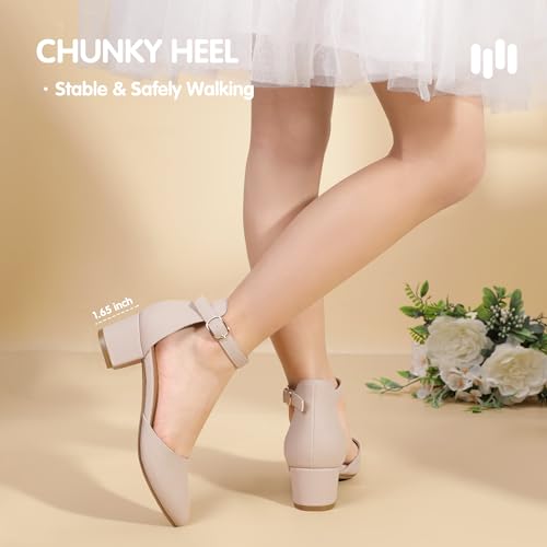 Hehainom Girls Dress Shoes High Heels Sandals Ankle Strap Flower Girl Little Big Kid Mary Jane Wedding Party Communion Mily Pump Shoes3