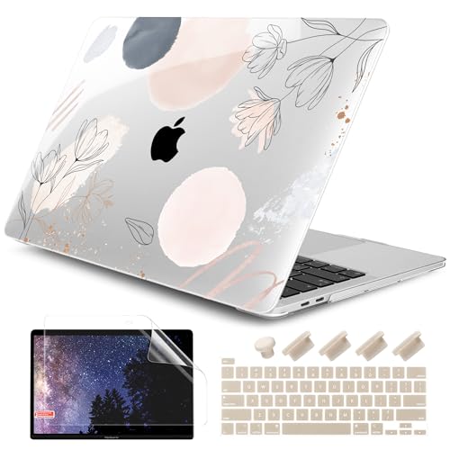 DONGKE Funda compatible con MacBook Pro de 13 pulgadas 2024 2023-2020 versión A2338 M2/M1 A2251 A2289 con pantalla Retina y Touch ID, carcasa rígida de plástico, cubierta de teclado y película de