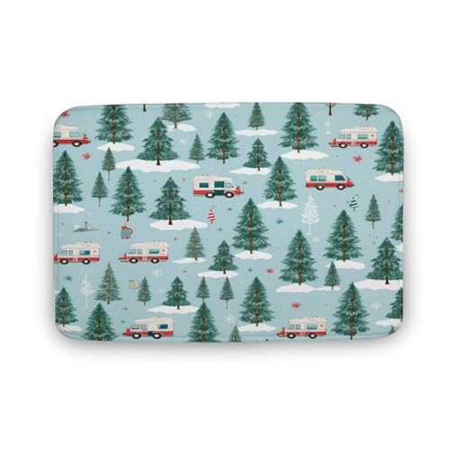 Cartoon Ambulance Christmas Tree Bathroom Mats Rugs Children's Boy Girl Cute Cartoon Ambulance Bus Print Absorbent Doormat Soft Microfiber Soft Washable Non Slip Absorbent Shower Carpet 20