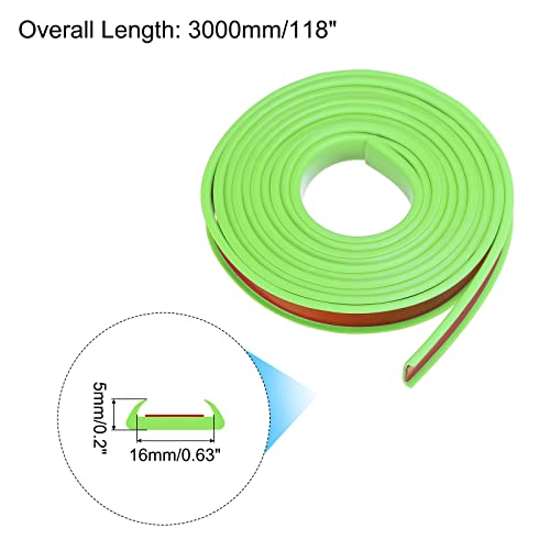 Image of uxcell U Shape Furniture Edge Banding, 3 Meters Self Adhesive Flexible Edging Trim, 5x16mm TPE Edge Guards for Cabinets Furniture Repair Restoration, Green