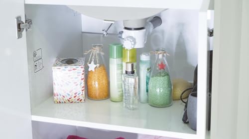 Cleverer Waschbeckensiphon - Extra flach - Universell - 360° drehbar - Kompatibel mit allen Waschbeckenschüsseln - Farbe Weiß