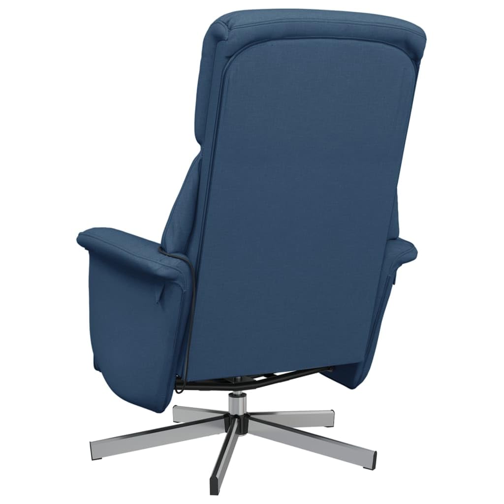 vidaXL Fauteuil Inclinable de Massage avec Repose-Pieds sans Adaptateur Secteur, Siège avec Accoudoirs, Chaise de Relaxation avec Dossier Salon, Moderne, Bleu Tissu