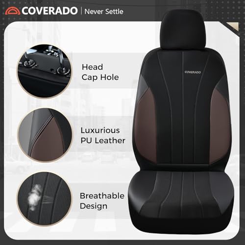 Image of Coverado Car Seat Covers Front Seats, Luxury Seat Covers Full Set, Mesh Breathable Seat Protectors, 2 Seats Driver Seat Covers, Universal Fit for SUV, Sedan, Truck