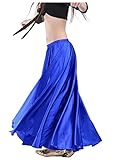 Indian Trendy Women's Satin Full Circle Swing Halloween Belly Dance Tribal Skirt One Size: 36' Royal Blue