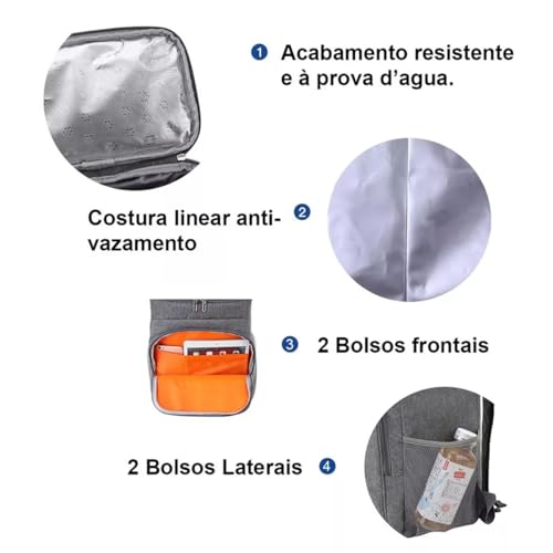 Mochila Térmica Bolsa Cooler Termowave Caixa Para Bebidas Praia Viagem Cor Preto (Cinza)