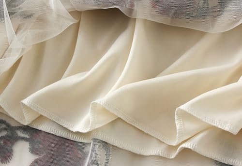 Tulle Skirts for Women Floral Embroidery High Waist Skirts Layered Mesh A-Line Midi Skirt Spring Summer Party Outfits2
