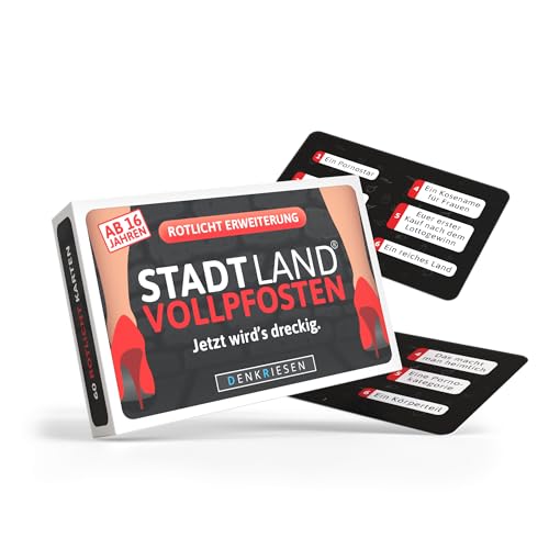 DENKRIESEN - Stadt Land VOLLPFOSTEN® - Das Brettspiel Erweiterung | +354 Kategorien (Rotlicht Edition) | Offizielles Erweiterungsset für das Stadt Land Vollpfosten Brettspiel | Spaß garantiert