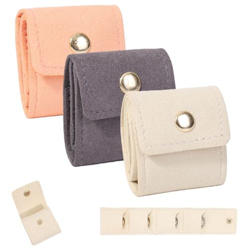 zoocco Mini Travel Jewelry Bag Foldable with Multiple Compartments, Small Jewelry Travel Case for Earrings Rings Necklaces (All)